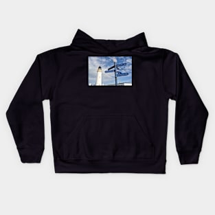 Sign showing the distances - Mull of Galloway Lighthouse Kids Hoodie